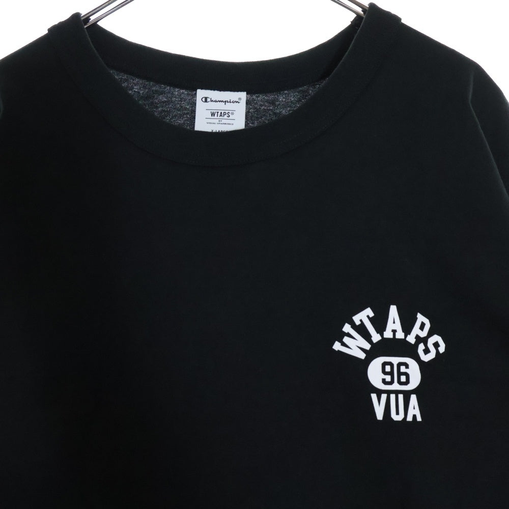 CHAMPION(チャンピオン) ×WTAPS Academy S/S Cotton ダブルタップス アカデミー カレッジロゴ プリント クルーネック 半袖 Tシャツ カットソー ブラック C8-B363