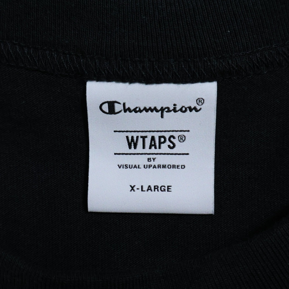 CHAMPION(チャンピオン) ×WTAPS Academy S/S Cotton ダブルタップス アカデミー カレッジロゴ プリント クルーネック 半袖 Tシャツ カットソー ブラック C8-B363