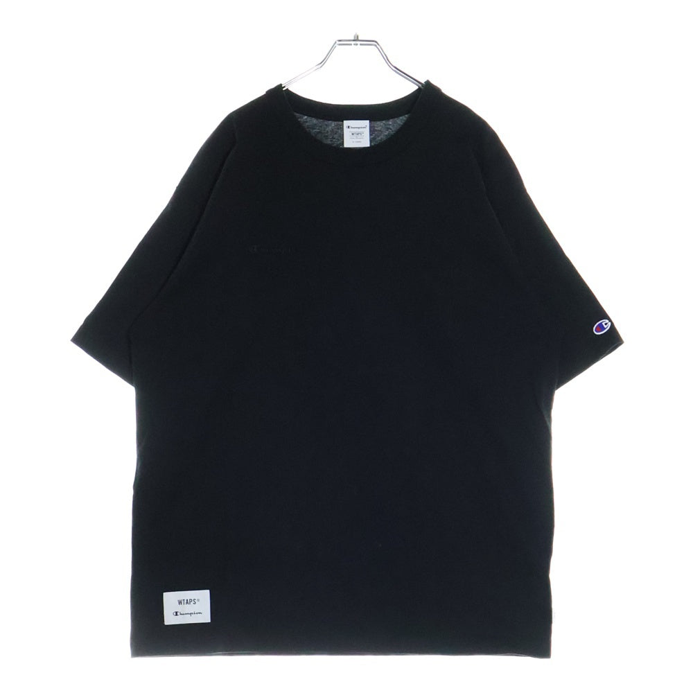 CHAMPION(チャンピオン) ×WTAPS Academy S/S T-Shirts ダブルタップス アカデミー ロゴ エンブロイダリー クルーネック 半袖 Tシャツ カットソー ブラック C8-Z351