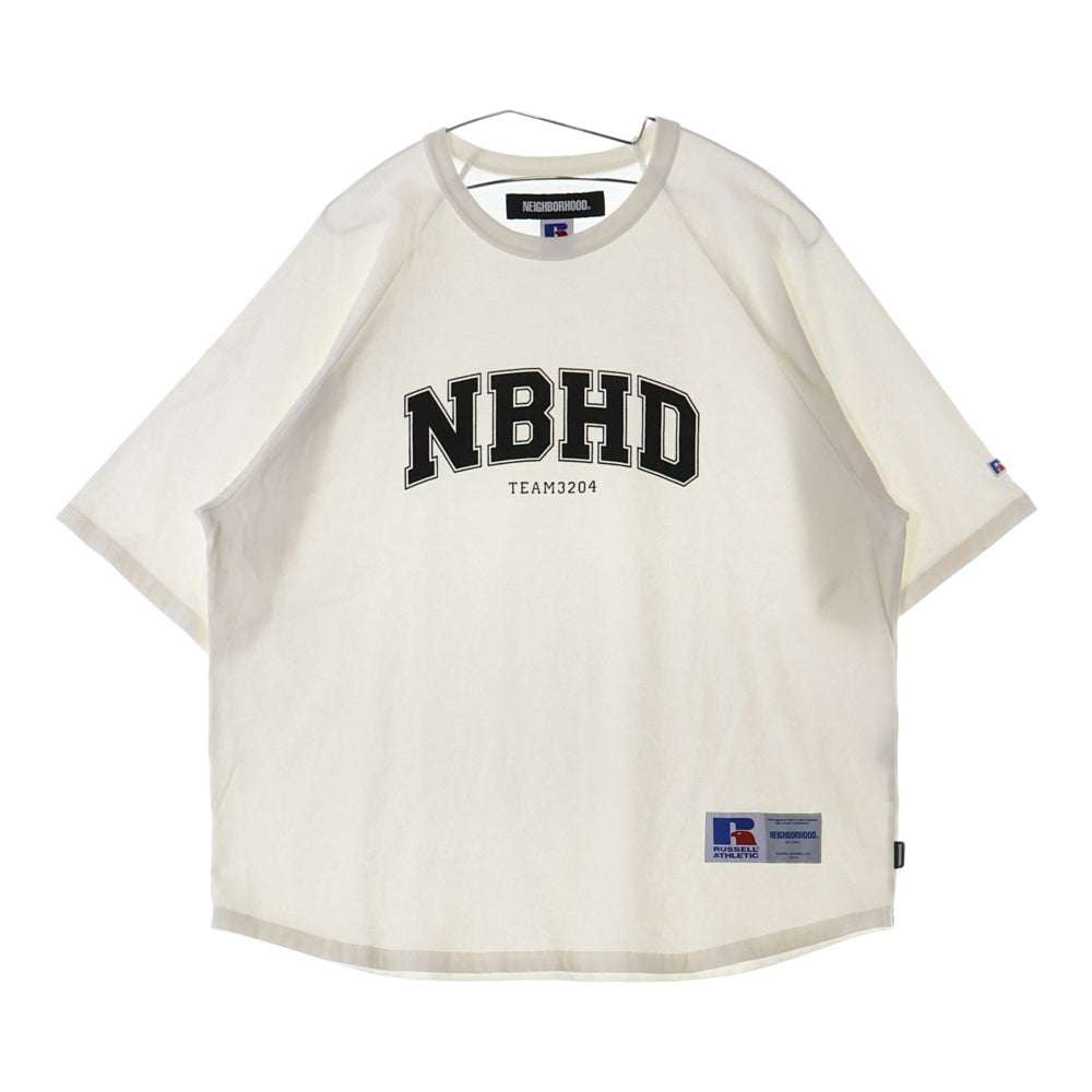 NEIGHBORHOOD(ネイバーフッド) 24SS ×RUSSELL ATHLETIC NH CREWNECK SS ラッセル アスレティック プリント クルーネック ラグランスリーブ コットン 半袖 Tシャツ カットソー 241XRRUN-CSM03