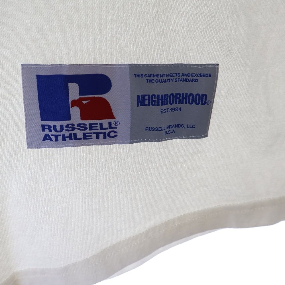 NEIGHBORHOOD(ネイバーフッド) 24SS ×RUSSELL ATHLETIC NH CREWNECK SS ラッセル アスレティック プリント クルーネック ラグランスリーブ コットン 半袖 Tシャツ カットソー 241XRRUN-CSM03