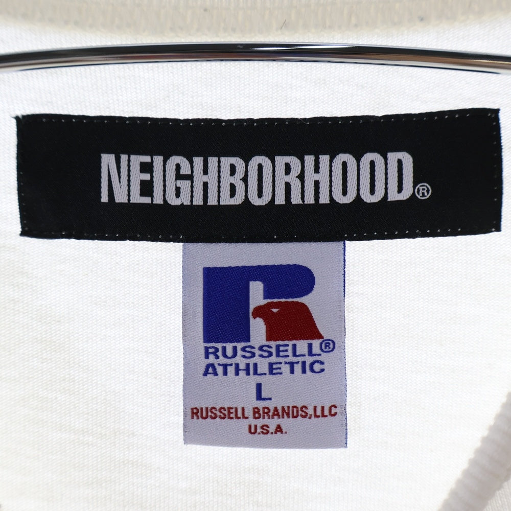 NEIGHBORHOOD(ネイバーフッド) 24SS ×RUSSELL ATHLETIC NH CREWNECK SS ラッセル アスレティック プリント クルーネック ラグランスリーブ コットン 半袖 Tシャツ カットソー 241XRRUN-CSM03