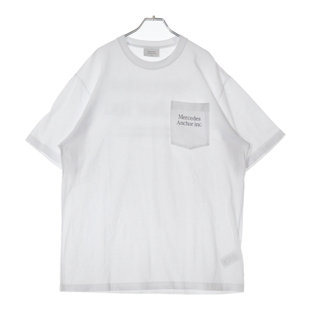 Mercedes Anchor Inc.(メルセデスアンカーインク) パッチポケット ロゴ プリント クルーネック コットン 半袖 Tシャツ カットソー ホワイト