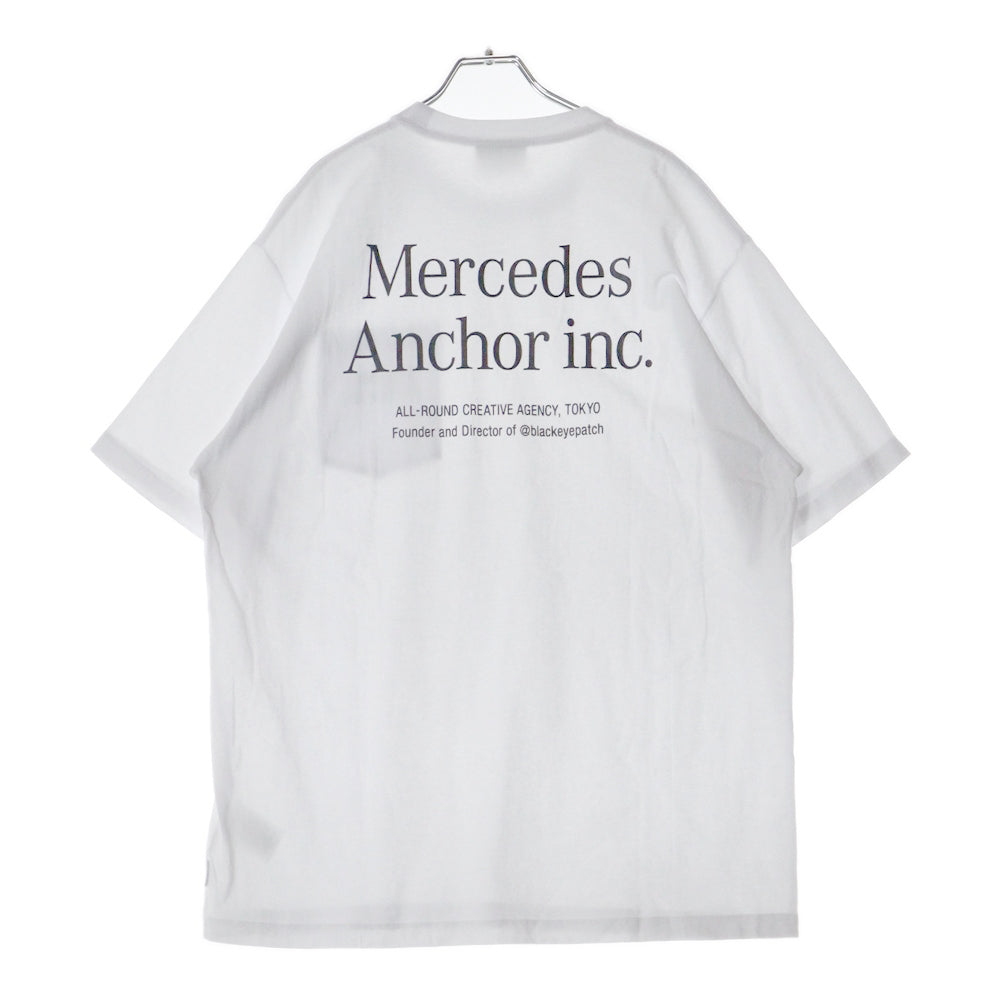 Mercedes Anchor Inc.(メルセデスアンカーインク) パッチポケット ロゴ プリント クルーネック コットン 半袖 Tシャツ カットソー ホワイト