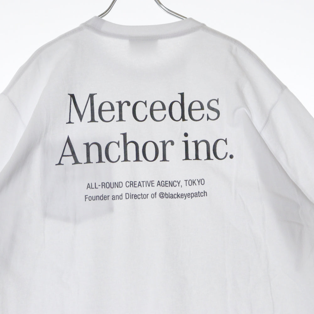 Mercedes Anchor Inc.(メルセデスアンカーインク) パッチポケット ロゴ プリント クルーネック コットン 半袖 Tシャツ カットソー ホワイト