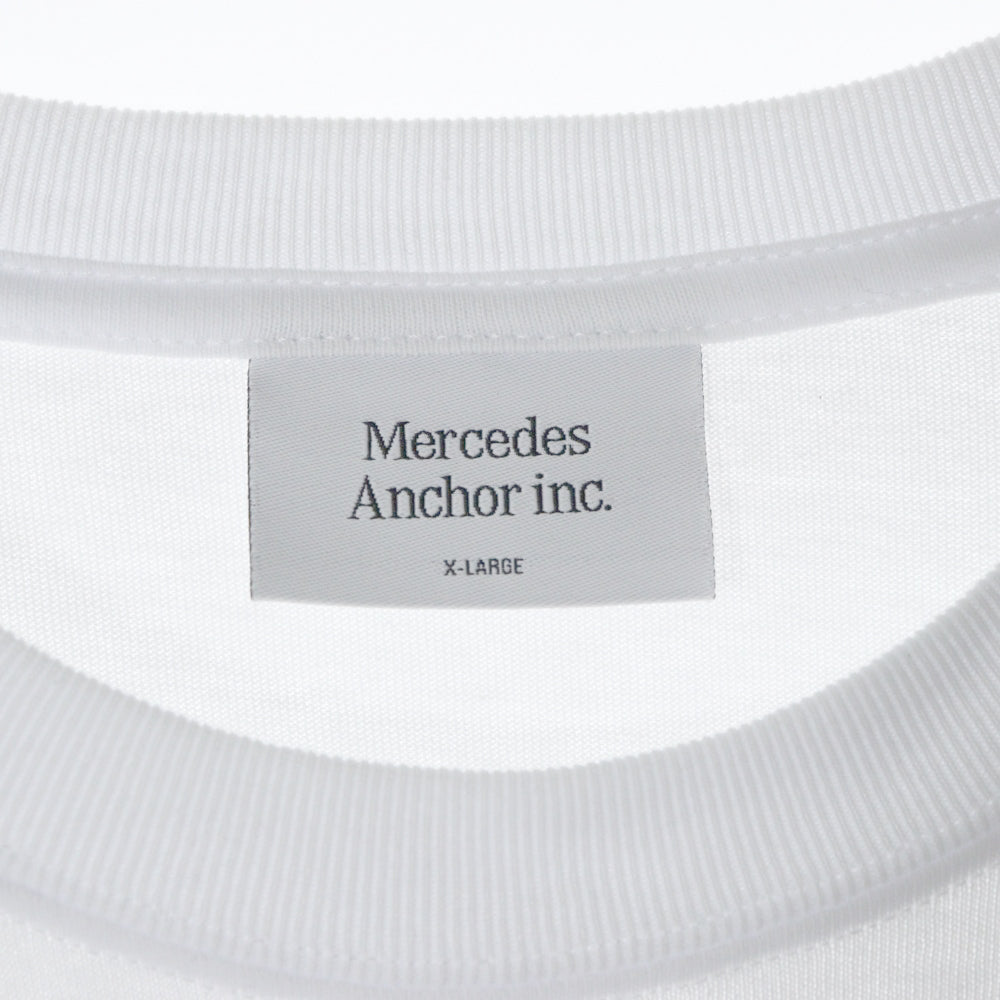 Mercedes Anchor Inc.(メルセデスアンカーインク) パッチポケット ロゴ プリント クルーネック コットン 半袖 Tシャツ カットソー ホワイト
