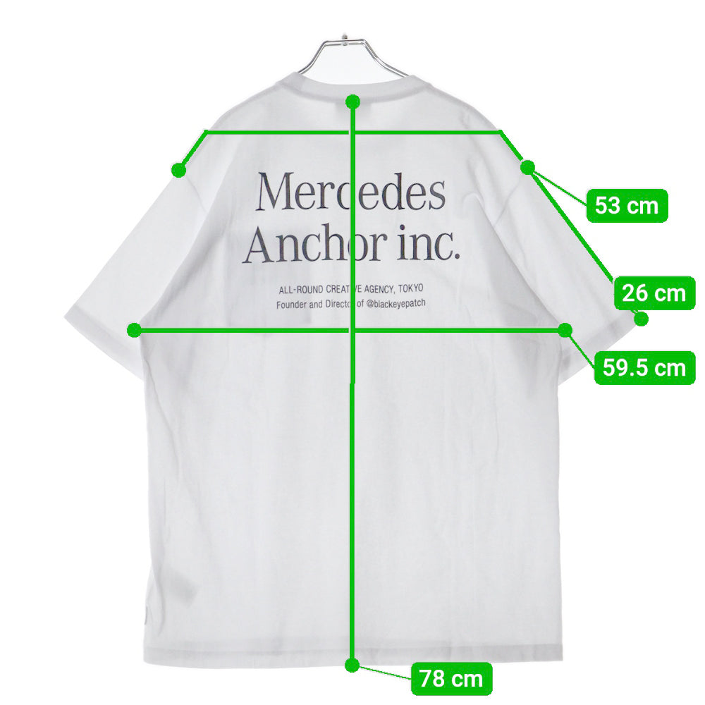 Mercedes Anchor Inc.(メルセデスアンカーインク) パッチポケット ロゴ プリント クルーネック コットン 半袖 Tシャツ カットソー ホワイト