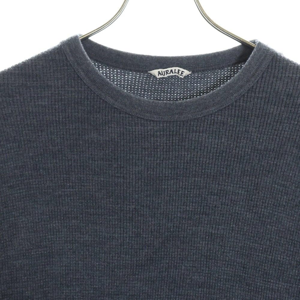AURALEE(オーラリー) 24AW WOOL COTTON THERMAL P/O ウールコットン サーマル クルーネック 長袖ニット セーター グレー A24AP01HK