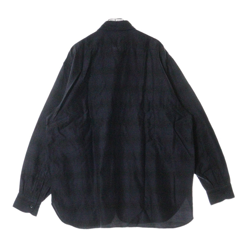 COMOLI(コモリ) 21AW ウールシルク チェック柄 長袖ワークシャツ ネイビー U03-02010
