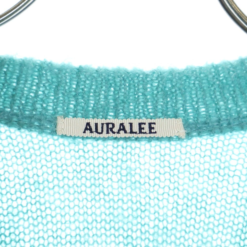 AURALEE(オーラリー) 22AW BRUSHED SUPER KID MOHAIR KNIT LONG CARDIGAN ブラッシュドスーパーキッドモヘア ニット ロングカーディガン ターコイズブルー A22AC03KM