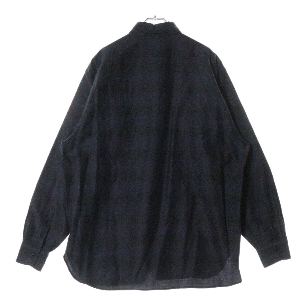 COMOLI(コモリ) 21AW ウールシルク チェック柄 長袖ワークシャツ ネイビー U03-02010
