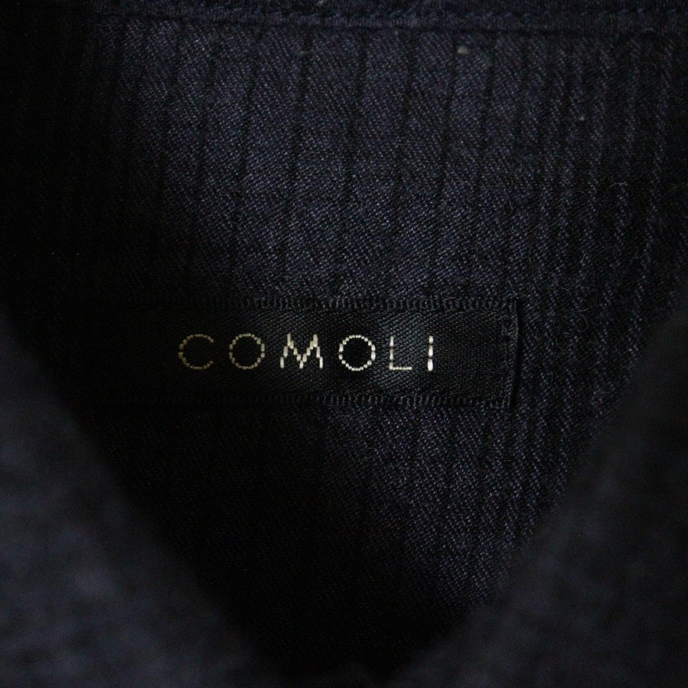 COMOLI(コモリ) 21AW ウールシルク チェック柄 長袖ワークシャツ ネイビー U03-02010