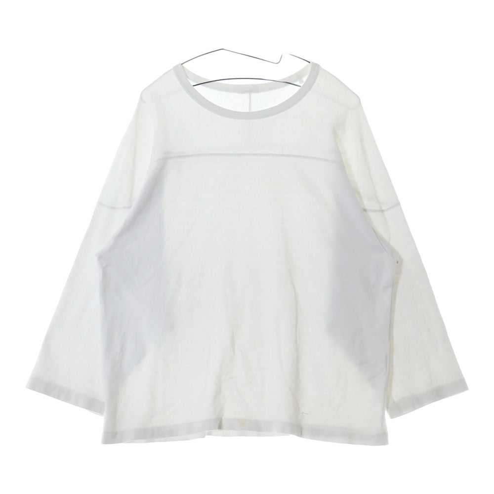 COMOLI(コモリ) 23AW コットン フットボール クルーネック長袖Tシャツ カットソー ホワイト Y03-05004
