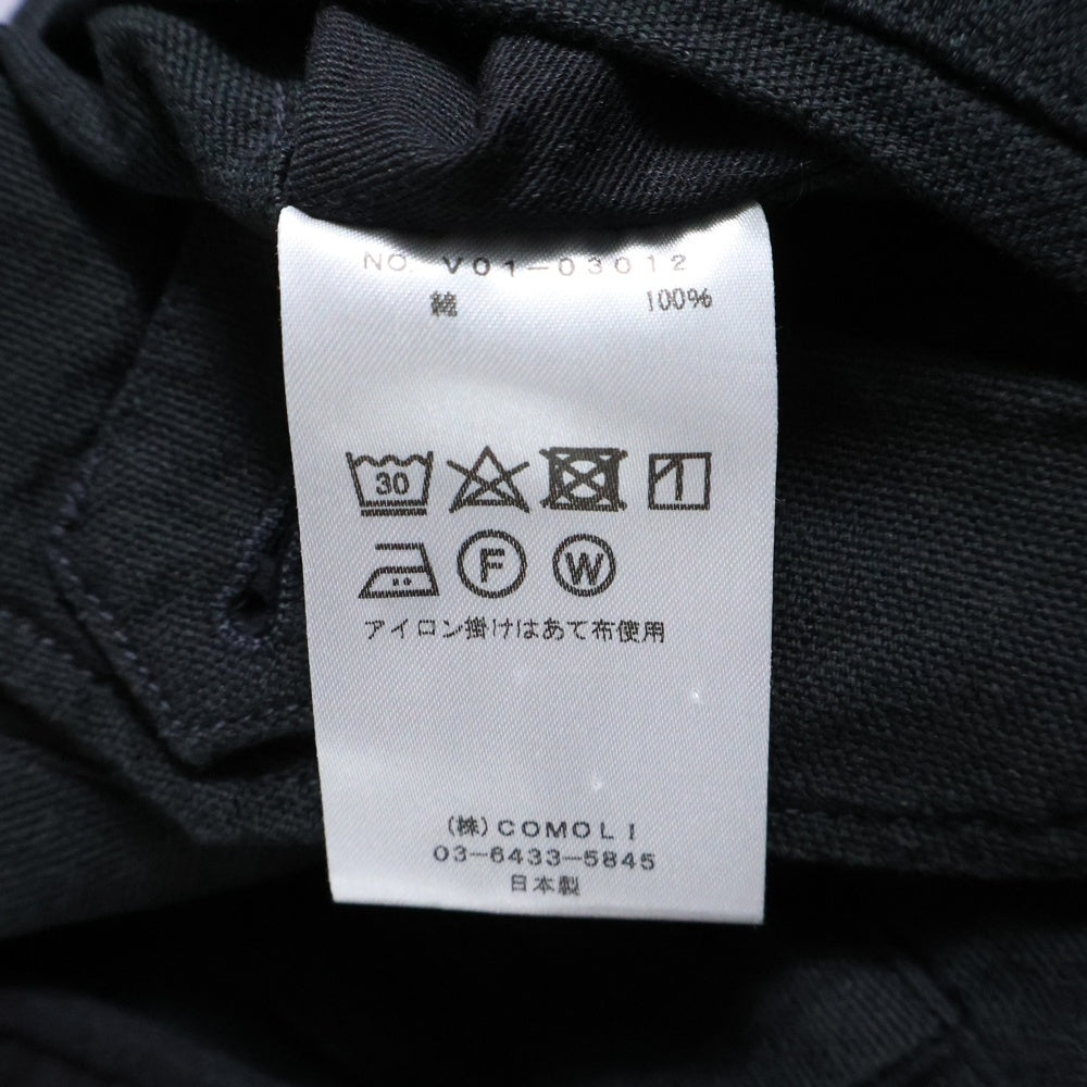 COMOLI(コモリ) 22SS 6P コットン ワイド カーゴパンツ ブラック V01-03012