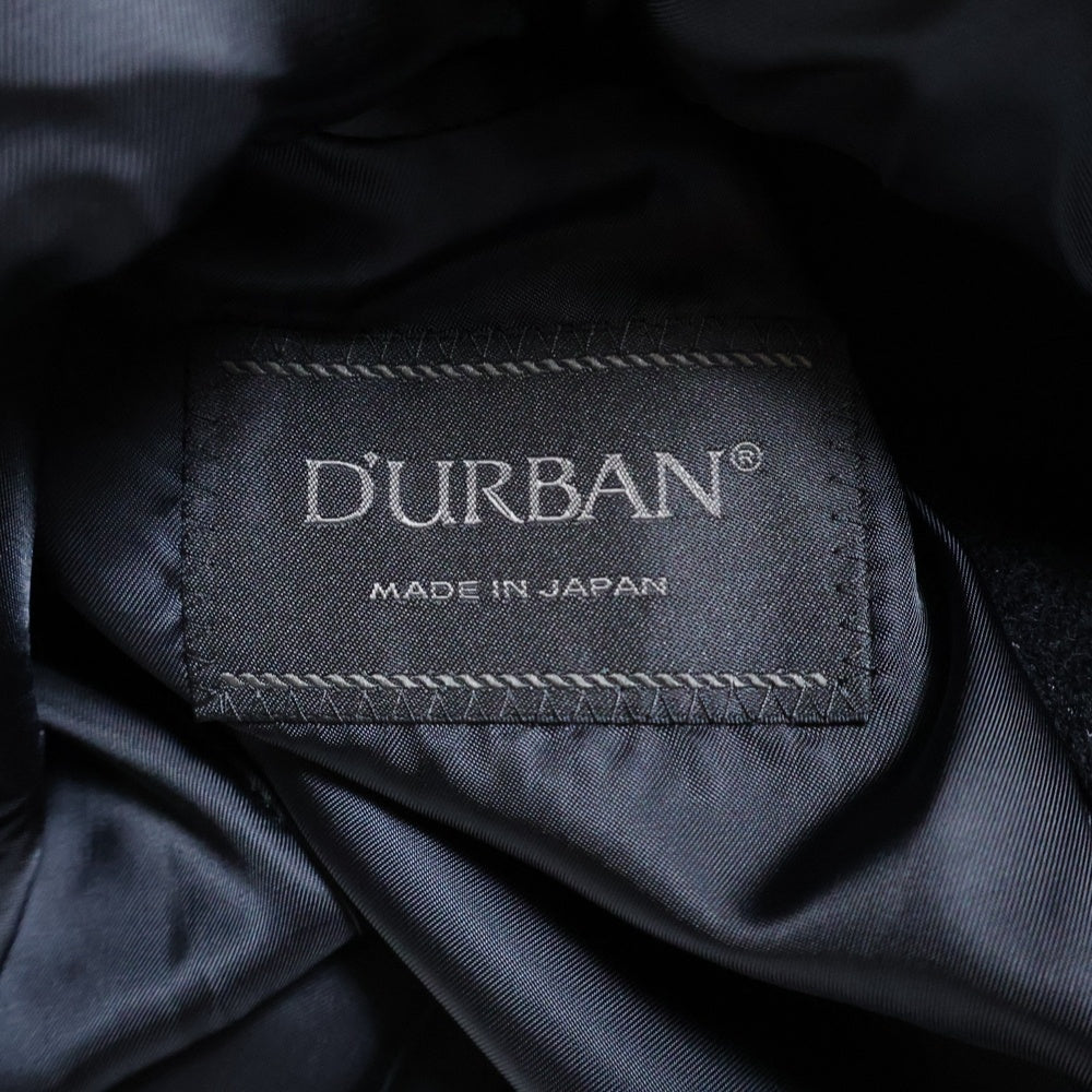 DURBAN(ダーバン) 日本製 ウール ジップアップ スタンドカラー ロングコート ブラック 1604452002