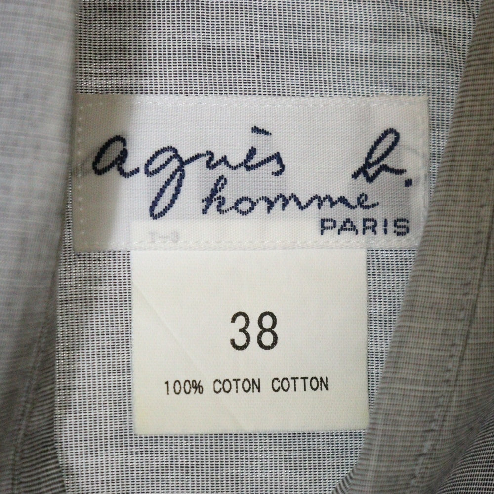 agnes b. homme(アニエスベーオム) 日本製 ラウンドカラー コットン 長袖シャツ グレー