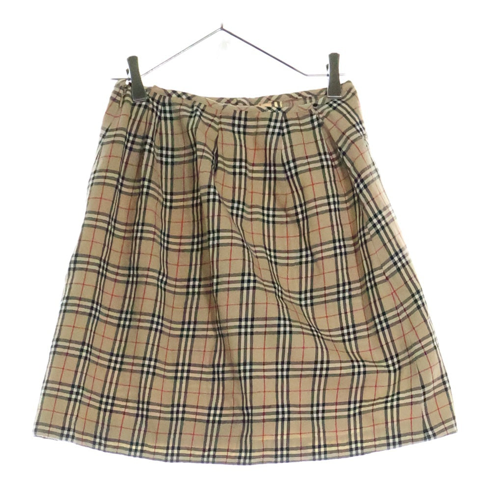 BURBERRY BLUE LABEL(バーバリーブルーレーベル) ノヴァチェック ヴィンテージ ウール フレア ミニ タイトスカート レディース ベージュ FXF22-507