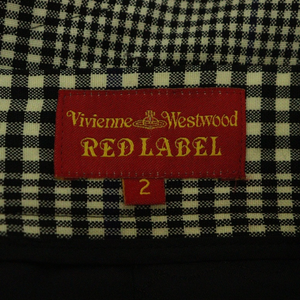 Vivienne Westwood Red Label(ヴィヴィアンウエストウッドレッドレーベル) ギンガムチェック ウール サイドジップ オーブボタン ミニ タイトスカート レディース ブラック/ホワイト