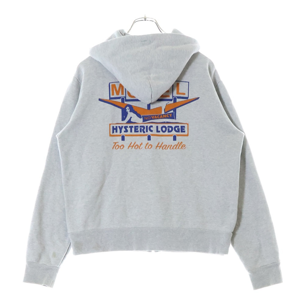 HYSTERIC GLAMOUR(ヒステリックグラマー) GLAMOUR LODGE PK グラマー ロッジ ジップアップ スウェット パーカー グレー 0263CF15