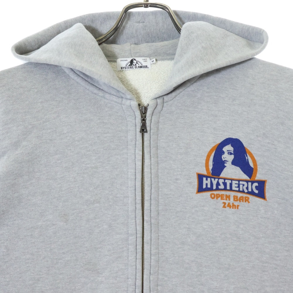 HYSTERIC GLAMOUR(ヒステリックグラマー) GLAMOUR LODGE PK グラマー ロッジ ジップアップ スウェット パーカー グレー 0263CF15