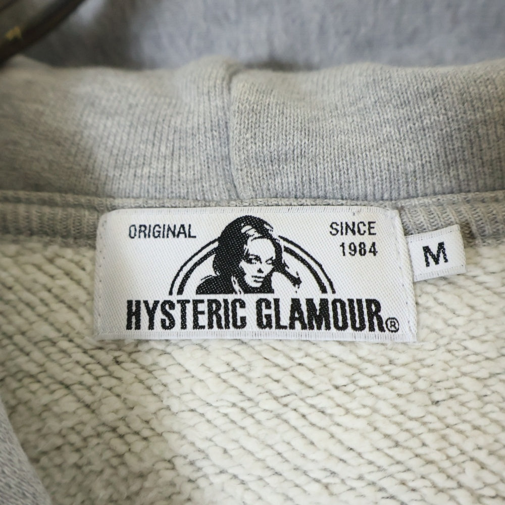 HYSTERIC GLAMOUR(ヒステリックグラマー) GLAMOUR LODGE PK グラマー ロッジ ジップアップ スウェット パーカー グレー 0263CF15