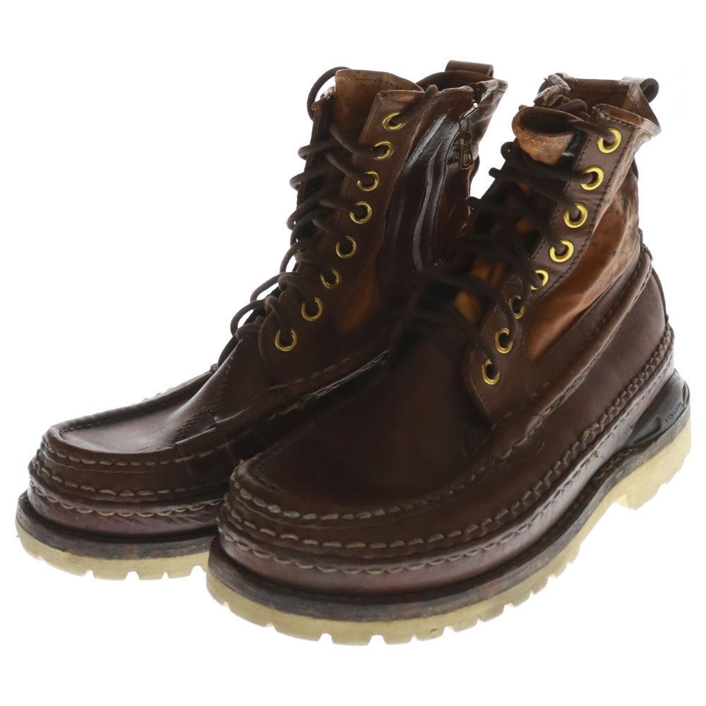 VISVIM(ヴィスヴィム) GRIZZLY BOOTS サイドジップ レースアップ レザー グリズリーブーツ ブラウン