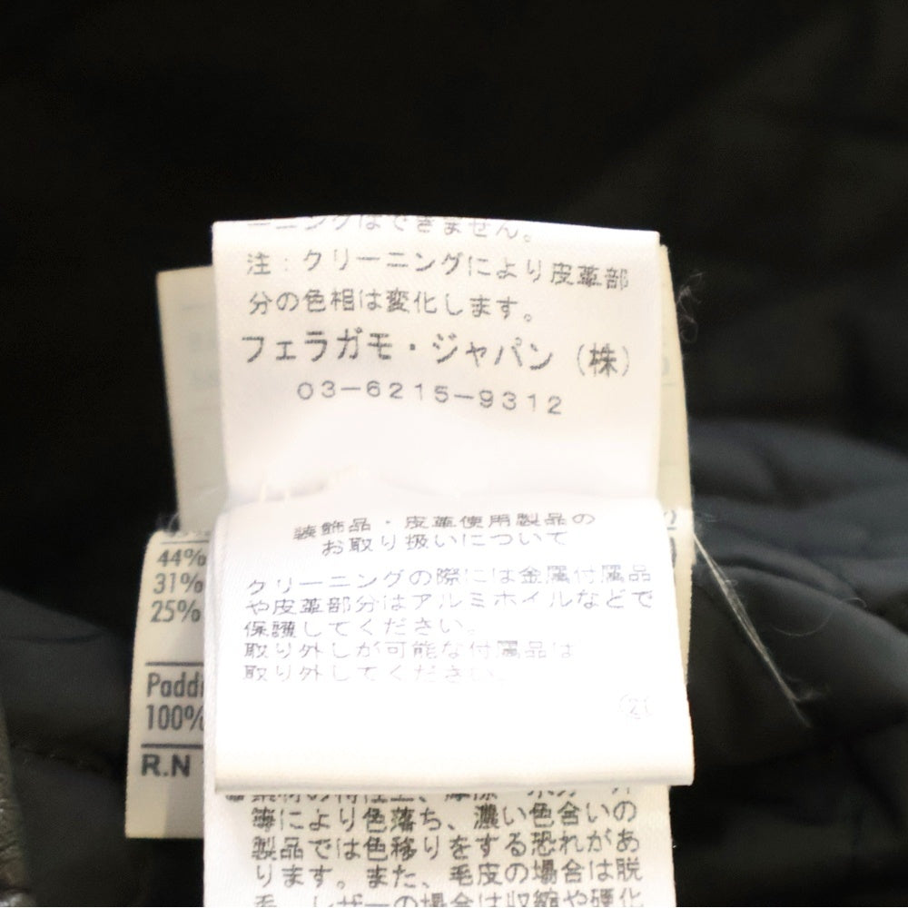 Salvatore Ferragamo(サルヴァトーレ フェラガモ) スタンドカラー レザー切替 ウール ジップアップジャケット ブルゾン ブラック