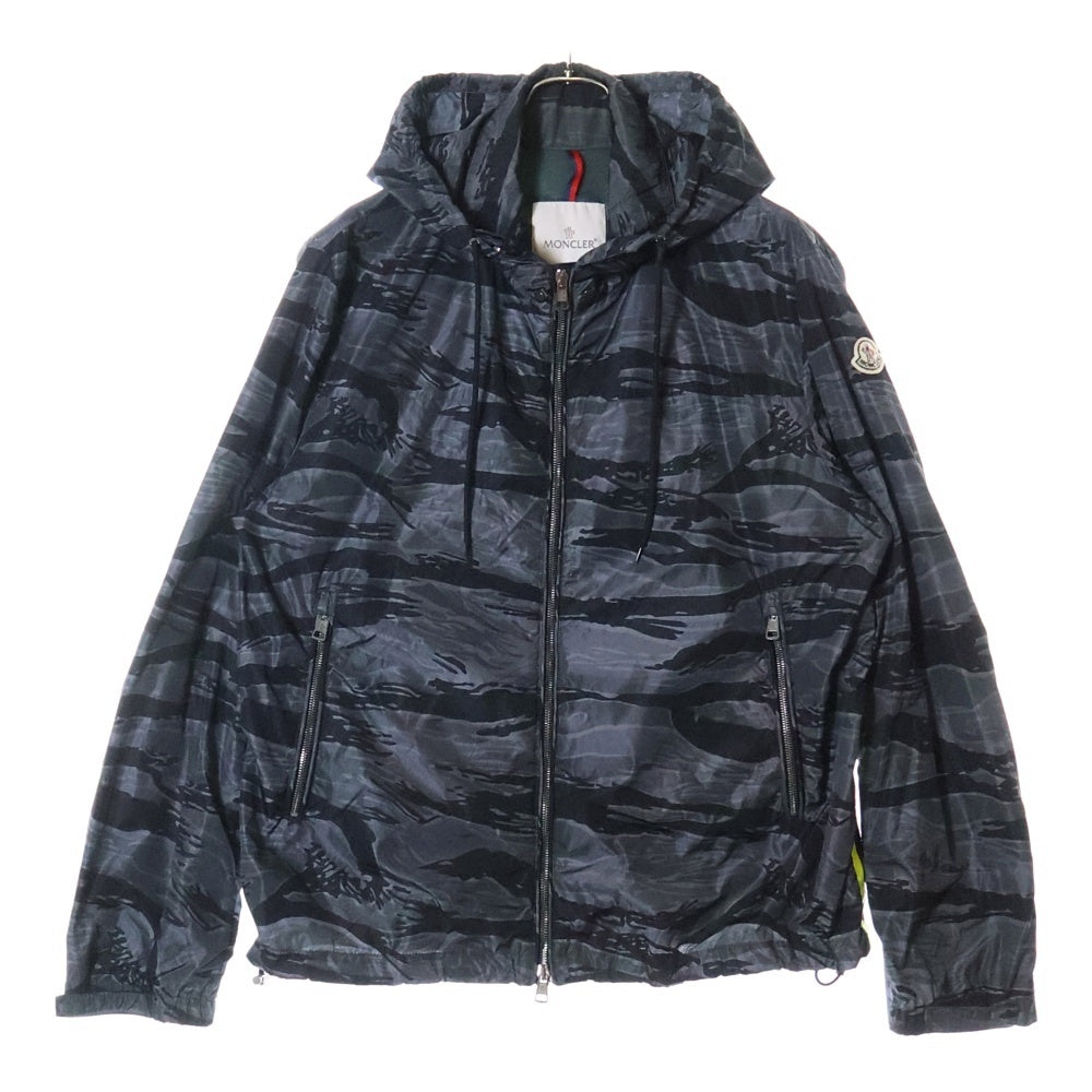 MONCLER(モンクレール) CEZANNE GIUBBOTTO セザンヌ カモ柄 フーデッド ナイロンジャケット ブラック/グレー 510914113935 53599