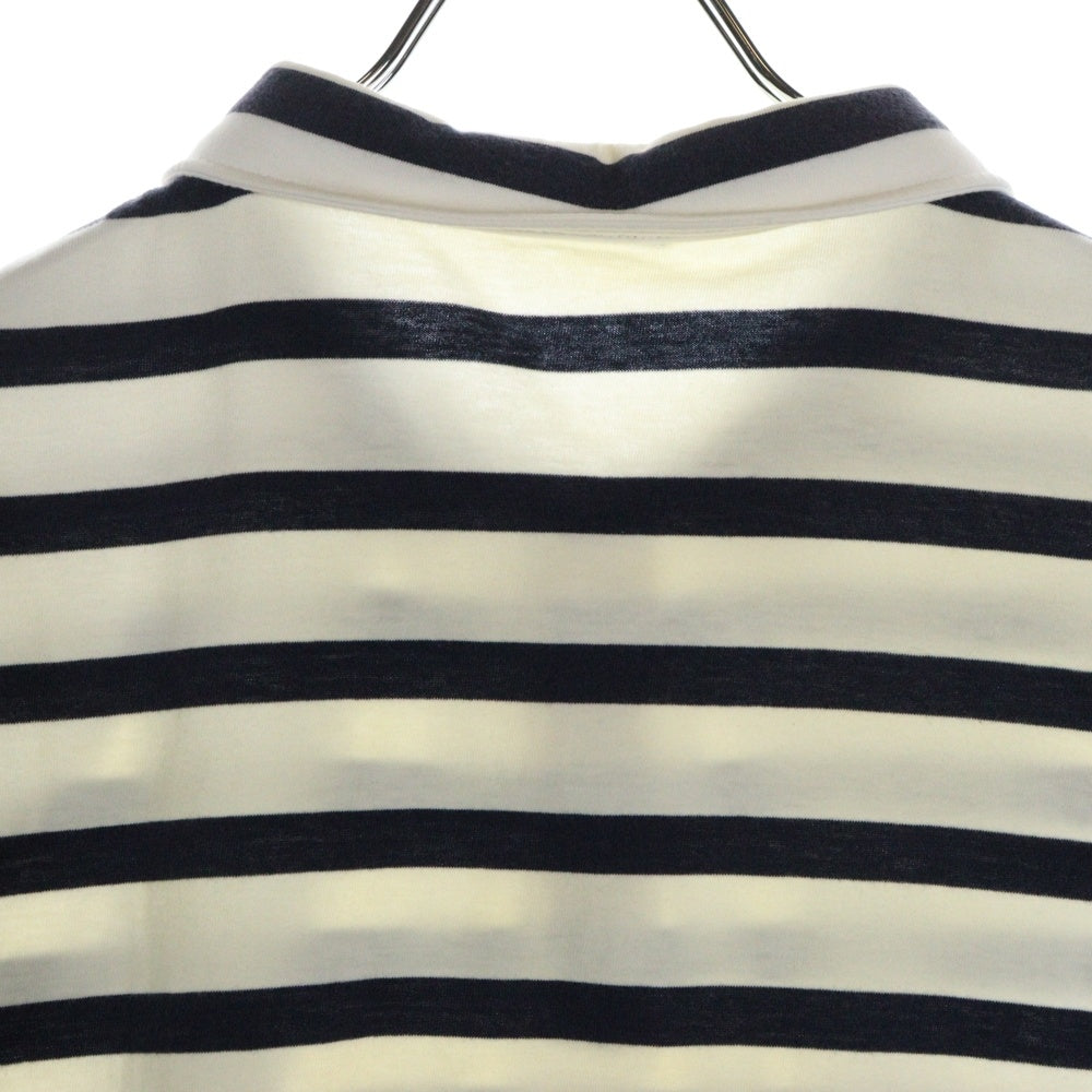 MONCLER(モンクレール) MAGLIA POLO MANICA CORTA ロゴワッペン ボーダー コットン 半袖ポロシャツ ホワイト/ネイビー 41091830950080300