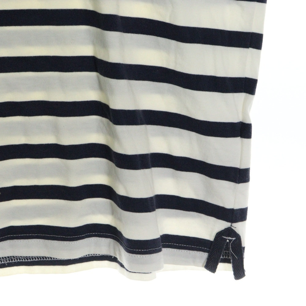 MONCLER(モンクレール) MAGLIA POLO MANICA CORTA ロゴワッペン ボーダー コットン 半袖ポロシャツ ホワイト/ネイビー 41091830950080300