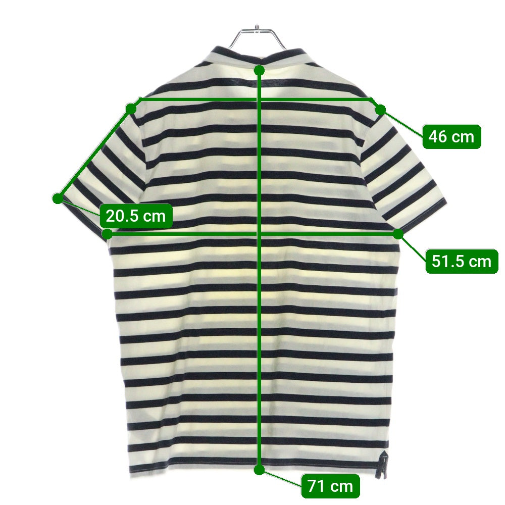 MONCLER(モンクレール) MAGLIA POLO MANICA CORTA ロゴワッペン ボーダー コットン 半袖ポロシャツ ホワイト/ネイビー 41091830950080300