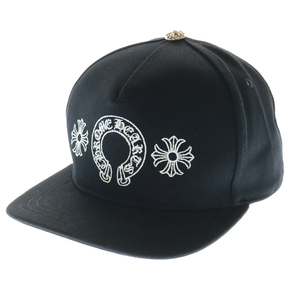 CHROME HEARTS(クロムハーツ) Horseshoe Cross Baseball Cap ホースシュー クロス刺繍 ベースボールキャップ ブラック