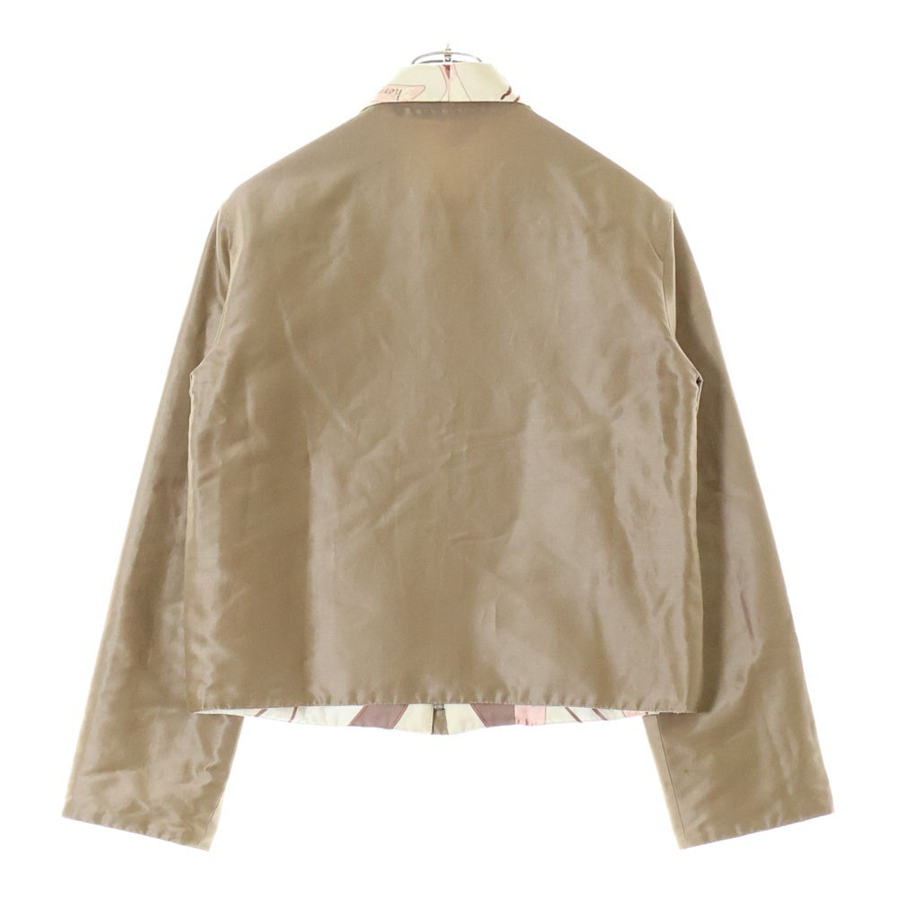 HERMES(エルメス) 90-00S au gr? du vent 風にまかせて マルジェラ期 総柄 リバーシブル シルクジャケット レディース ベージュ/レッド