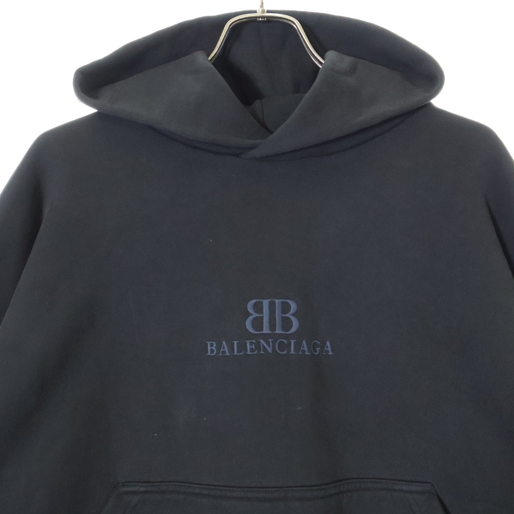 BALENCIAGA(バレンシアガ) 24AW クラシックBBロゴ クロップド プルオーバースウェットパーカー ブラック 783397 TQVS9