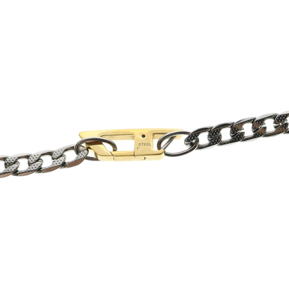 DIESEL(ディーゼル) STEEL NECKLACE Dロゴ ネックレス シルバー/ゴールド DX1343
