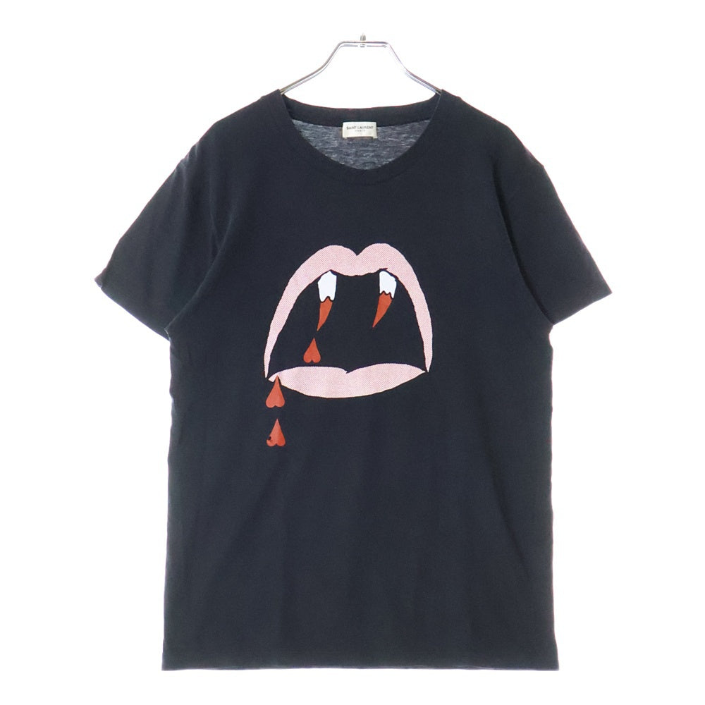 SAINT LAURENT PARIS(サンローランパリ) BLOOD LUSTER ブラッドラスター プリント クルーネック 半袖Tシャツ カットソー ブラック 378983 Y2LS1