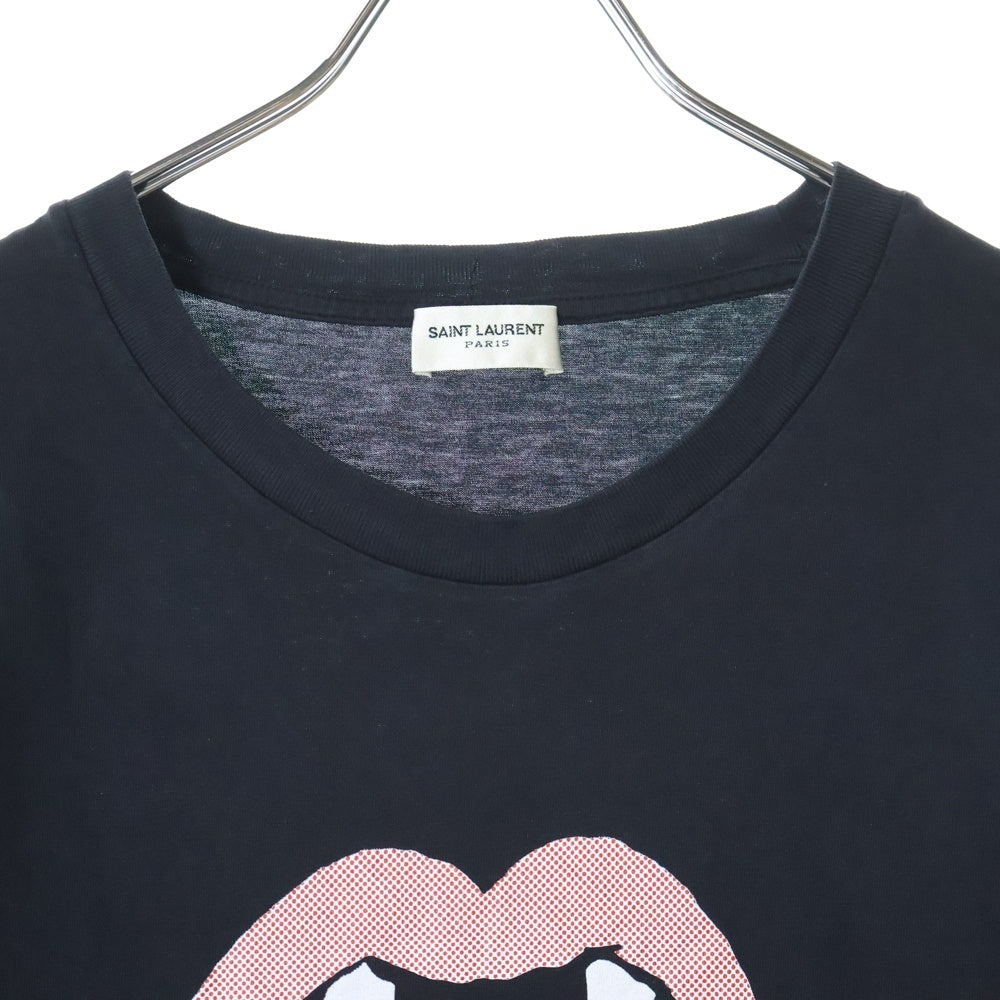 SAINT LAURENT PARIS(サンローランパリ) BLOOD LUSTER ブラッドラスター プリント クルーネック 半袖Tシャツ カットソー ブラック 378983 Y2LS1