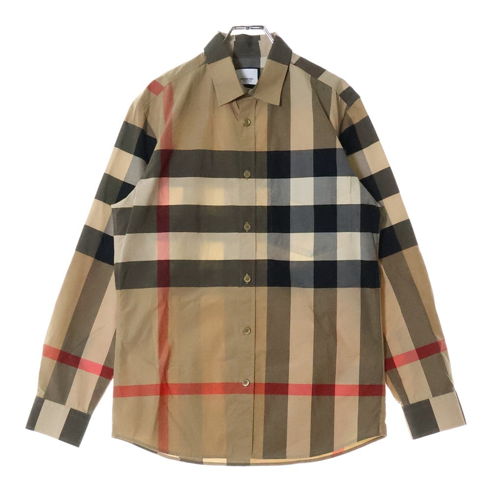 BURBERRY(バーバリー) ティッシ期 メガノバチェック レギュラーカラー コットン 長袖シャツ ブラウン/ベージュ 8010213