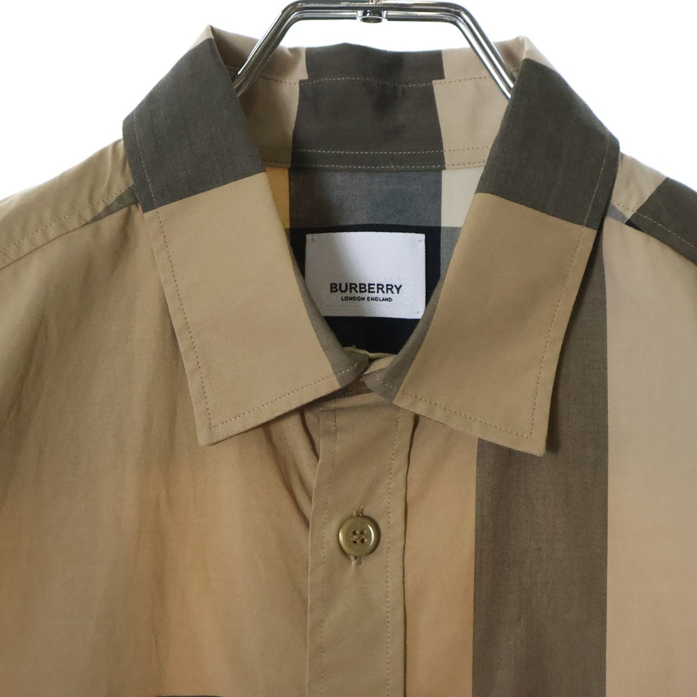 BURBERRY(バーバリー) ティッシ期 メガノバチェック レギュラーカラー コットン 長袖シャツ ブラウン/ベージュ 8010213