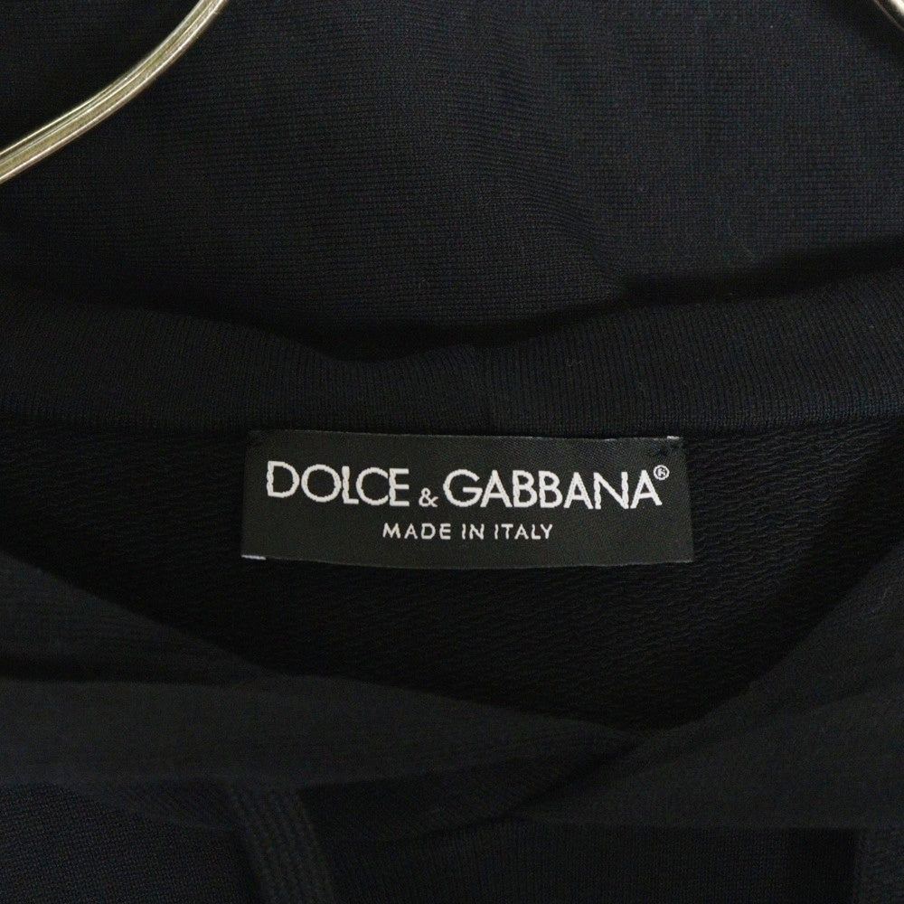 DOLCE & GABBANA(ドルチェアンドガッバーナ) フロントロゴ刺繍 コットン スウェット プルオーバーパーカー ブラック G9JQ3T
