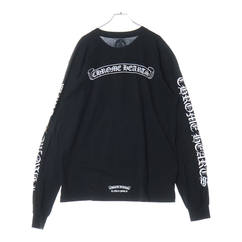 CHROME HEARTS(クロムハーツ) CH L/S スクロールラベル スリーブロゴプリント コットン クルーネック 長袖Tシャツ カットソー ブラック