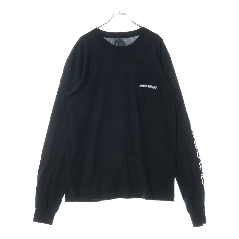 CHROME HEARTS(クロムハーツ) CH L/S スクロールラベル スリーブロゴプリント コットン クルーネック 長袖Tシャツ カットソー ブラック