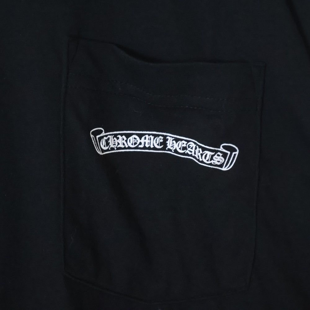 CHROME HEARTS(クロムハーツ) CH L/S スクロールラベル スリーブロゴプリント コットン クルーネック 長袖Tシャツ カットソー ブラック