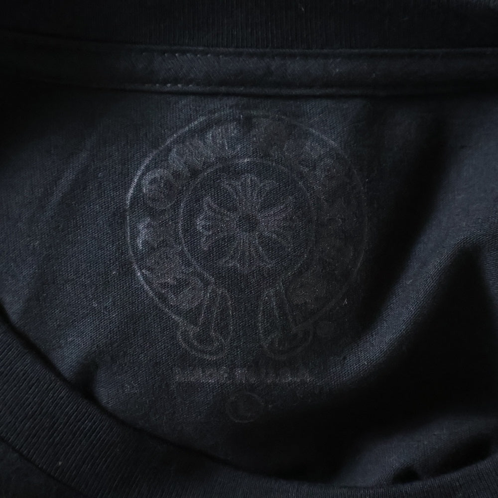 CHROME HEARTS(クロムハーツ) CH L/S スクロールラベル スリーブロゴプリント コットン クルーネック 長袖Tシャツ カットソー ブラック