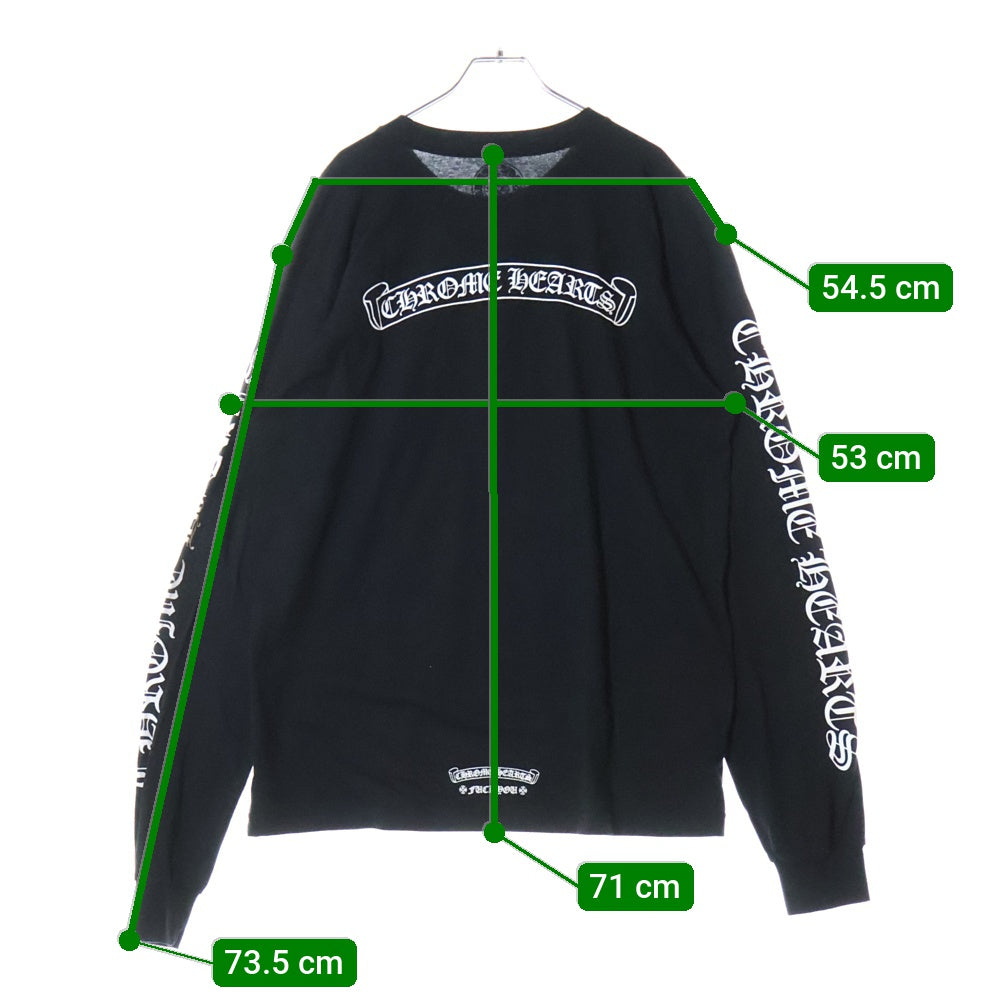 CHROME HEARTS(クロムハーツ) CH L/S スクロールラベル スリーブロゴプリント コットン クルーネック 長袖Tシャツ カットソー ブラック