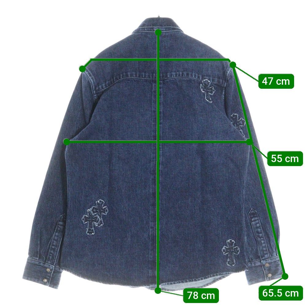 CHROME HEARTS(クロムハーツ) LOOSEEND DNM VJ DNM PTCH ルーズエンド クロスパッチ デニム 長袖シャツ インディゴ