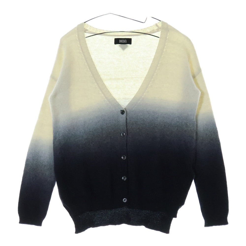 DIESEL(ディーゼル) グラデーション アンゴラニット カーディガン ホワイト/ネイビー レディース
