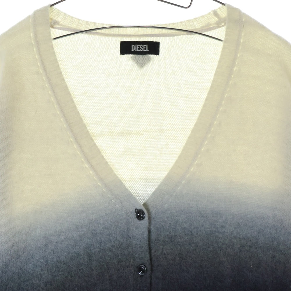 DIESEL(ディーゼル) グラデーション アンゴラニット カーディガン ホワイト/ネイビー レディース