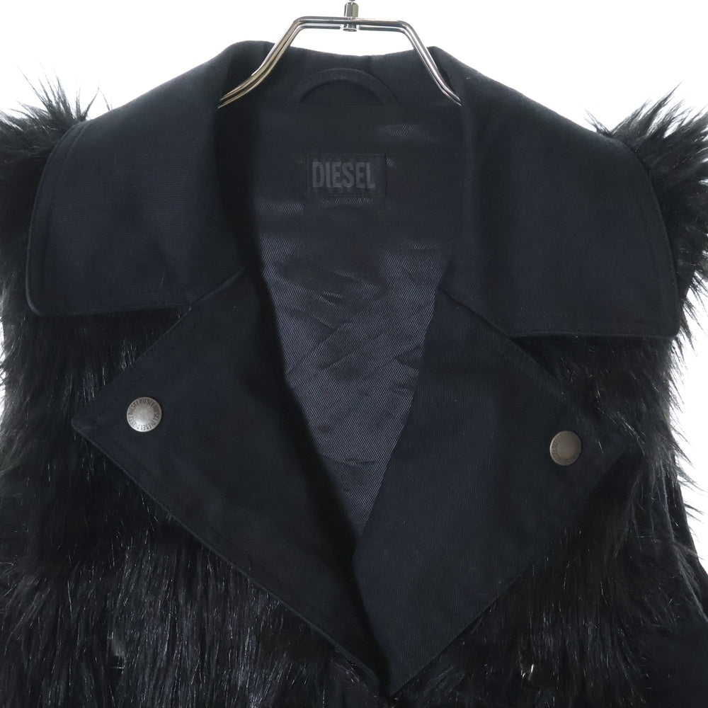 DIESEL(ディーゼル) アクリルファー コットンライダースベスト ブラック レディース