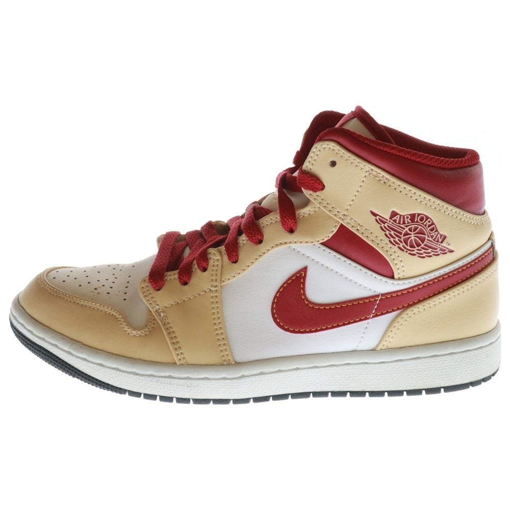 NIKE(ナイキ) AIR JORDAN 1 MID BEIGE CARDINAL RED エアジョーダン1 ベージュ/カーディナルレッド ミッドカットスニーカー ベージュ/レッド US7.5/25.5cm 554724-201